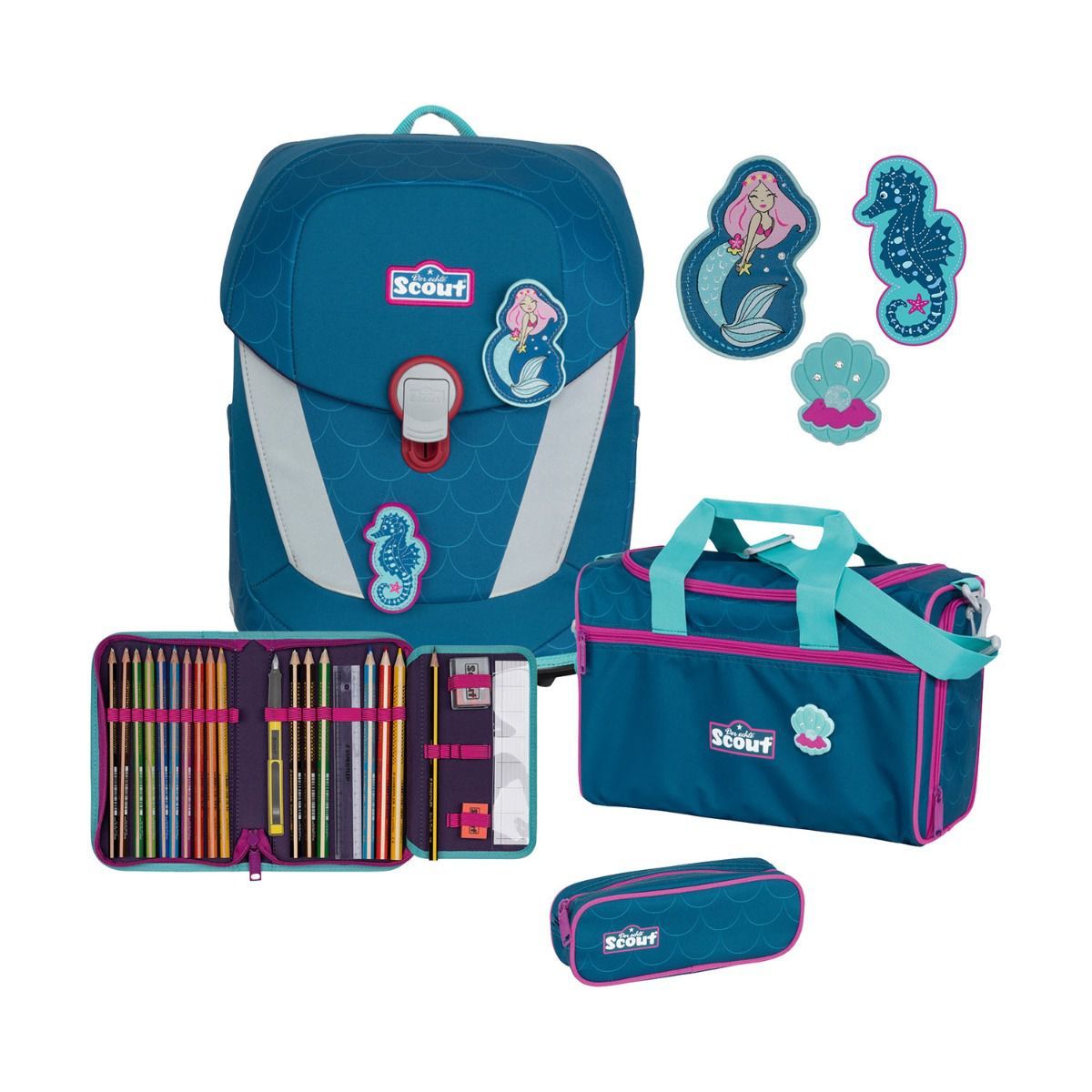 Scout Sunny II Lightweight Mermaid Funny Snaps Schulranzen Set 4tlg.