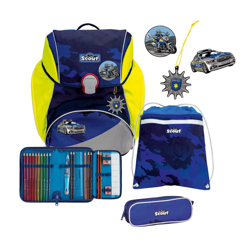 Scout Alpha Blue Police Schulrucksack Set 4tlg.