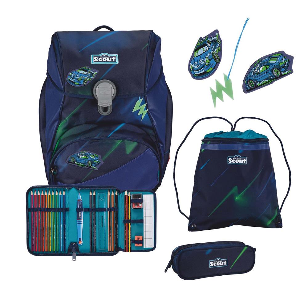 Scout Exklusiv Alpha Superflash City Lights Schulrucksack Set 4tlg.