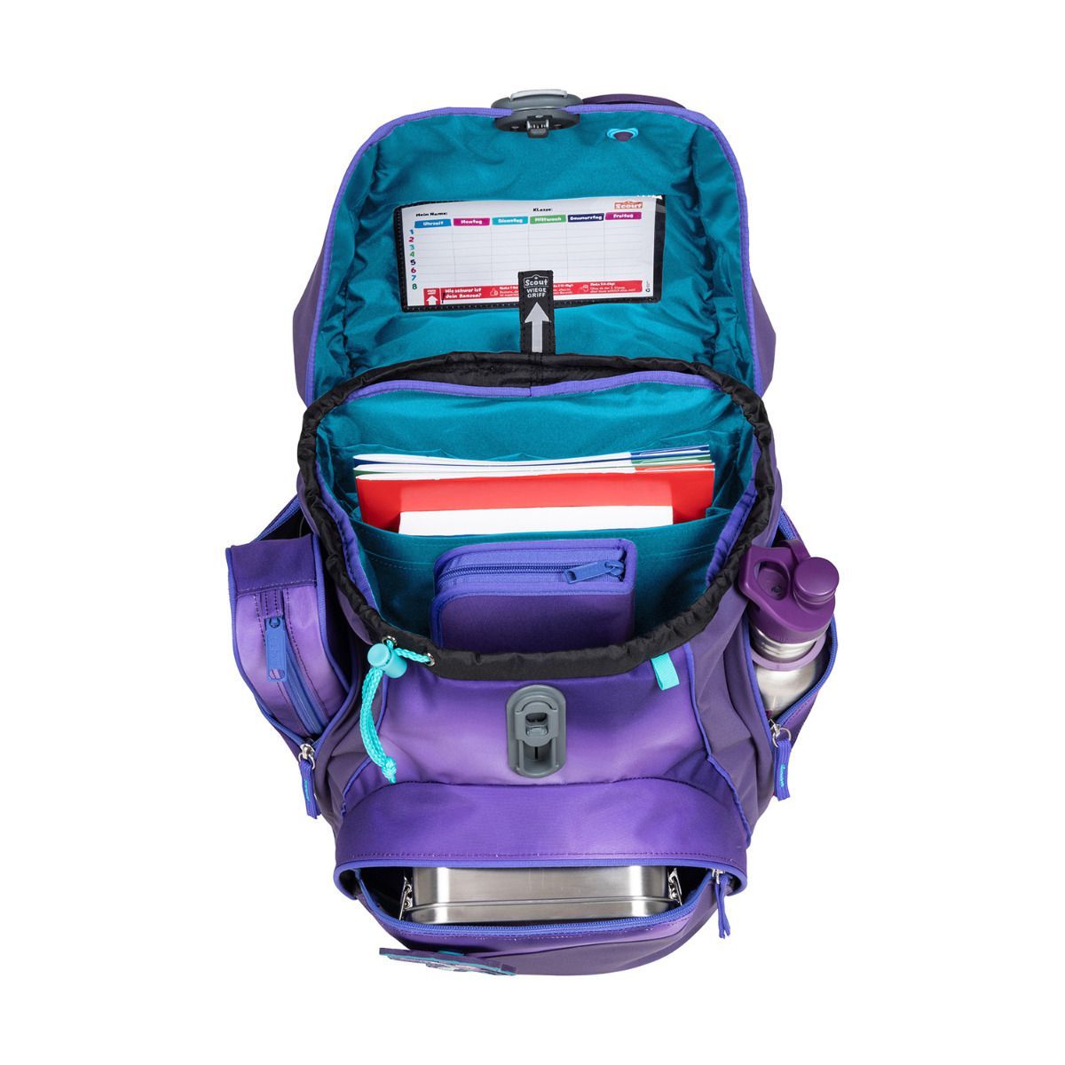 Scout Exklusiv Alpha Superflash Purple Magic Schulrucksack Set 4tlg.