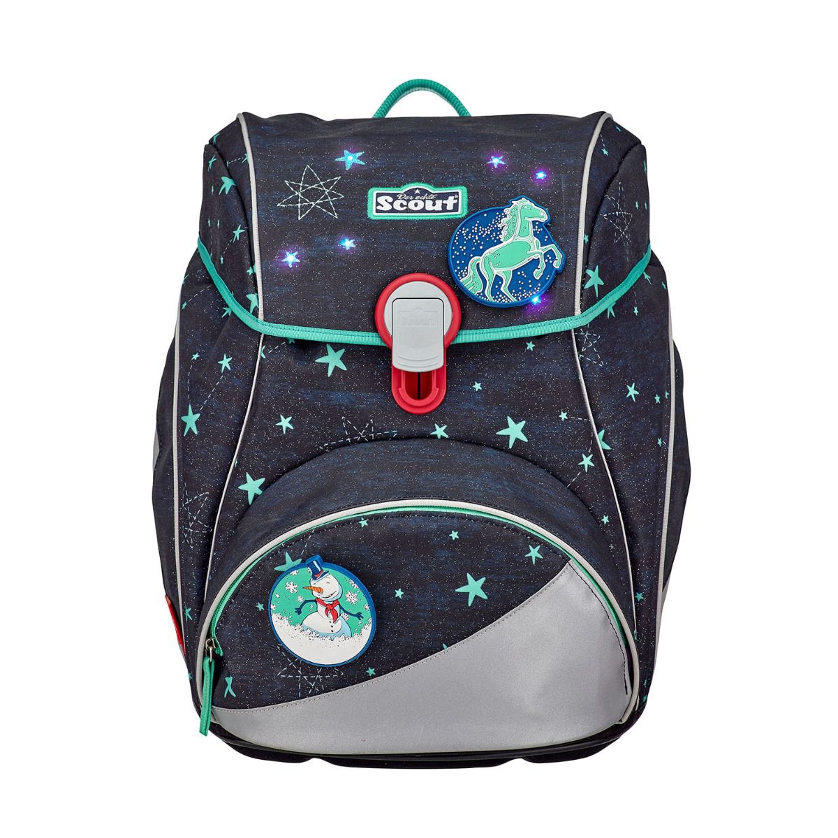 Scout Exklusiv Alpha LED Sternenhimmel Funny Snaps Schulranzen Set 4tlg.