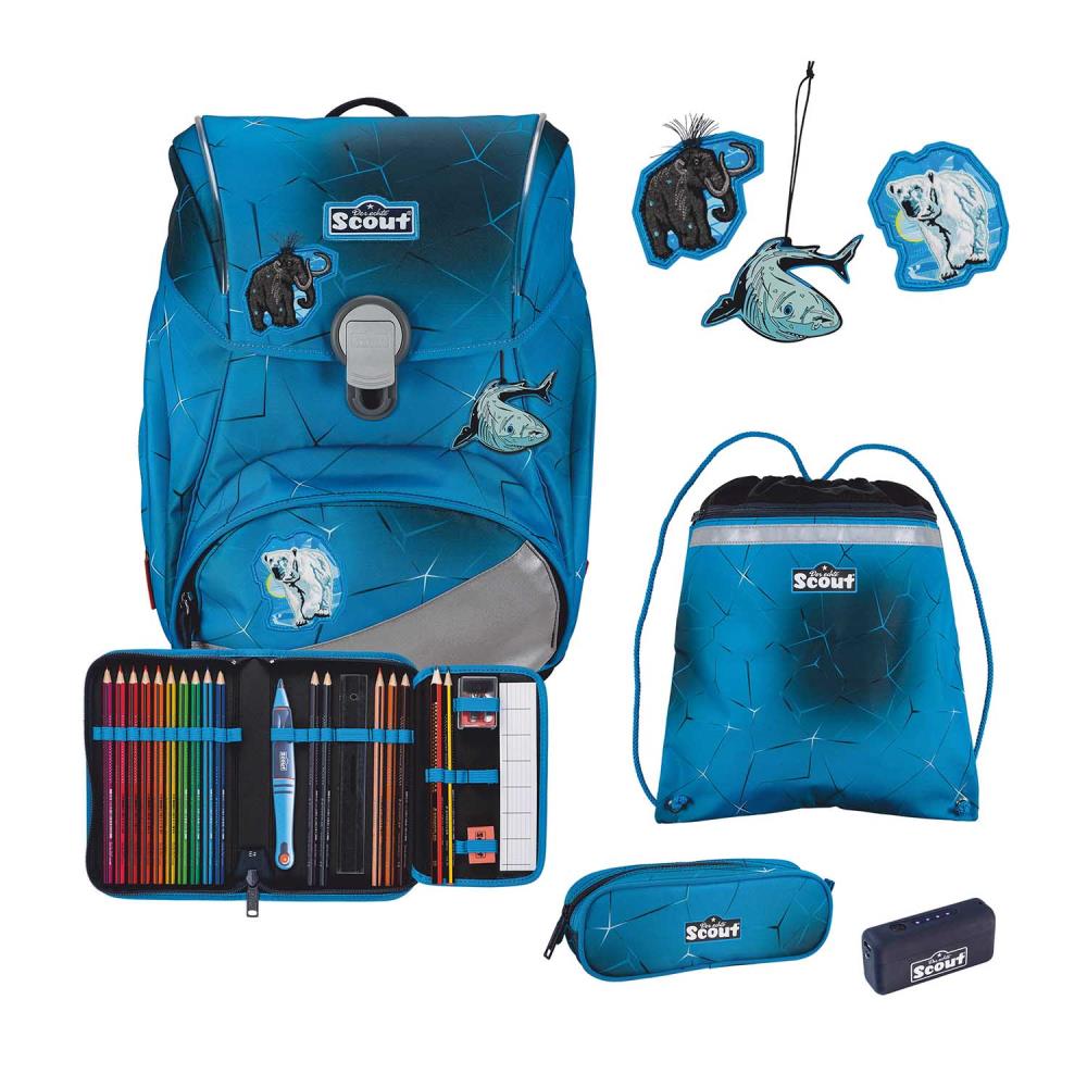 Scout Exklusiv Alpha Safety Light Polar Blue Schulrucksack Set 5tlg.