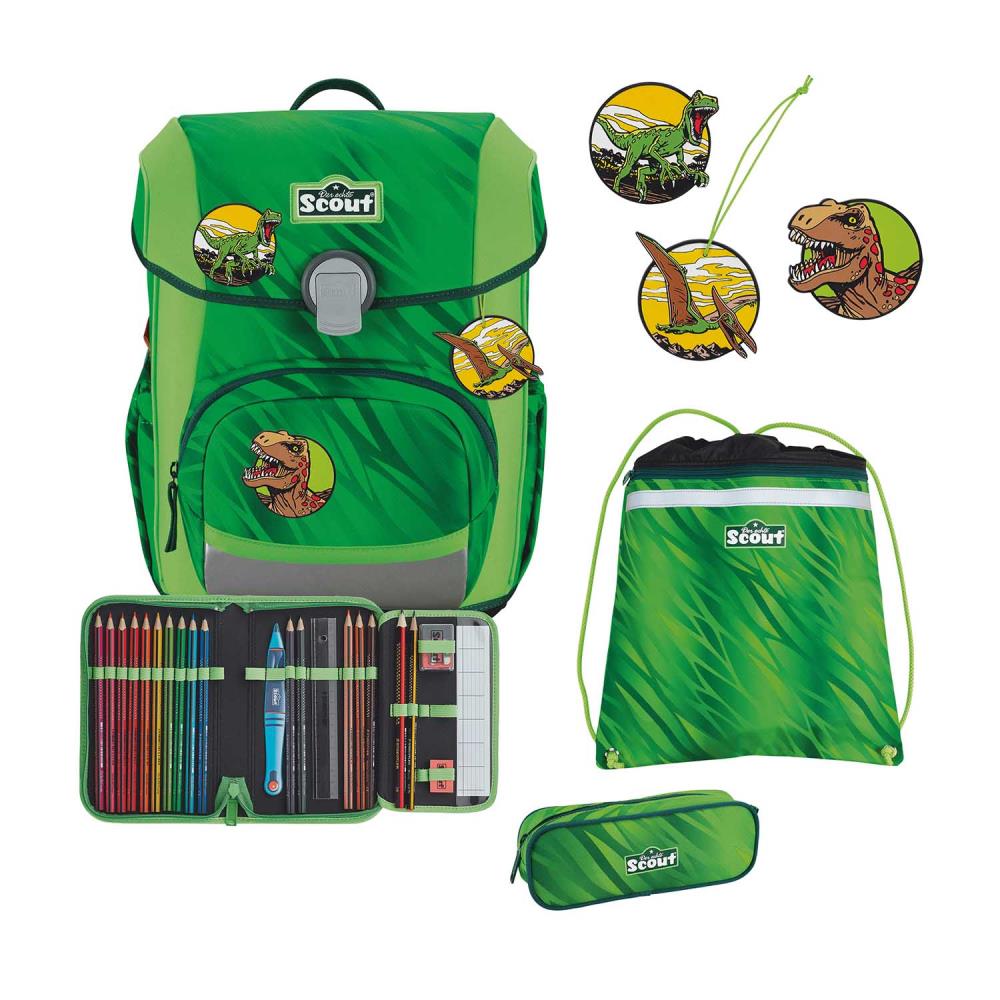 Scout Neo DIN Dino Rex Schulranzen Set 4tlg.