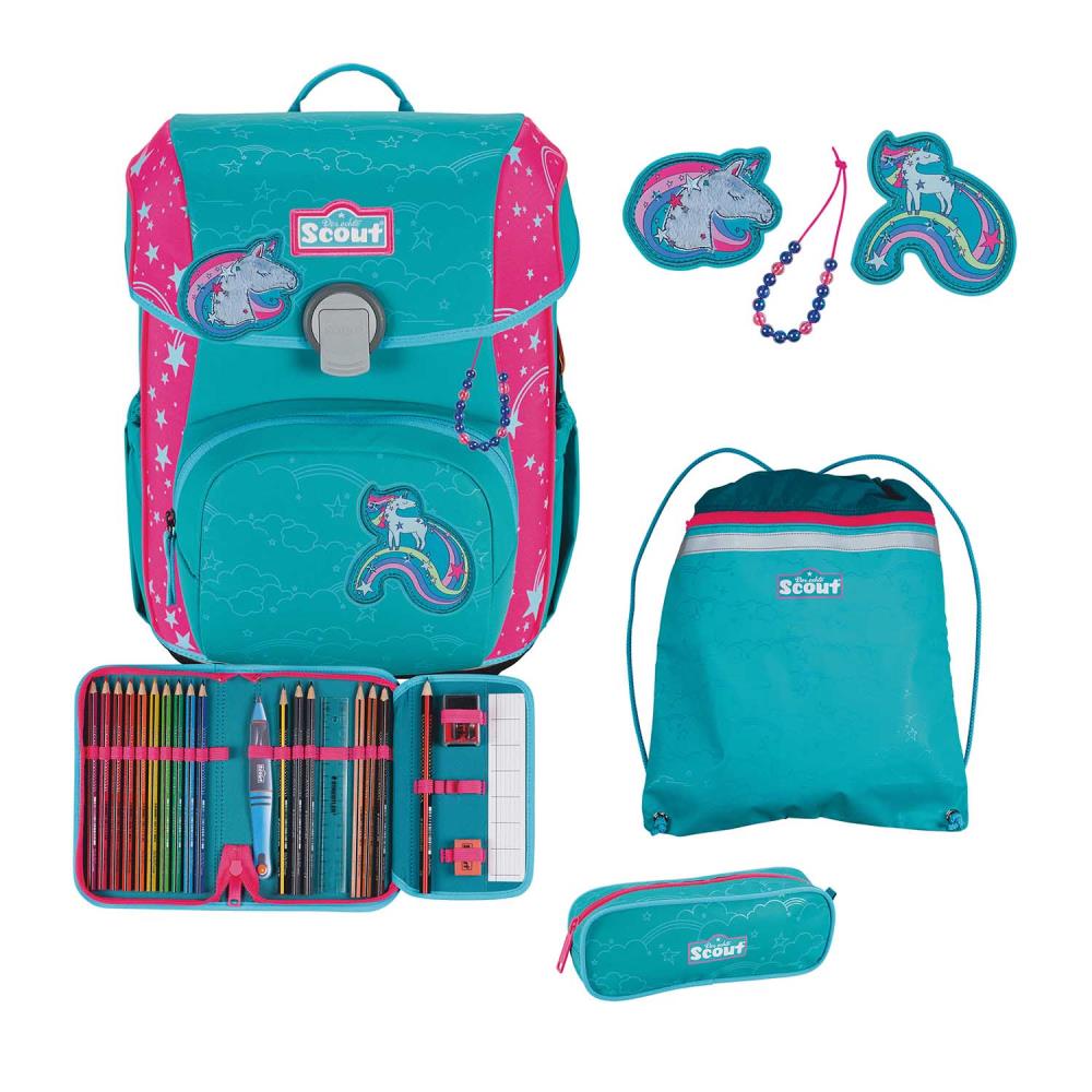 Scout Exklusiv Neo Superflash Extreme Unicorn Schulranzen Set 4tlg.