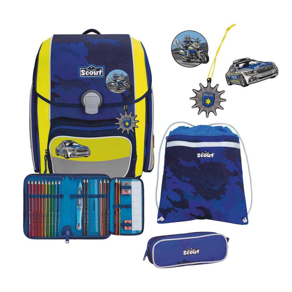 Scout Genius Blue Police Schulranzen Set 4tlg.