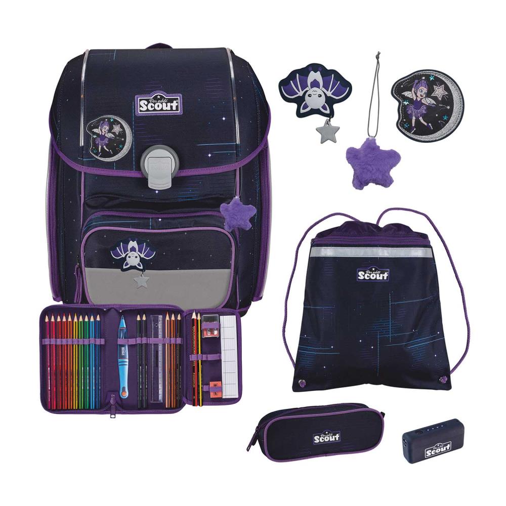 Scout Exklusiv Genius Safety Light Spooky Starlight Schulranzen Set 5tlg.