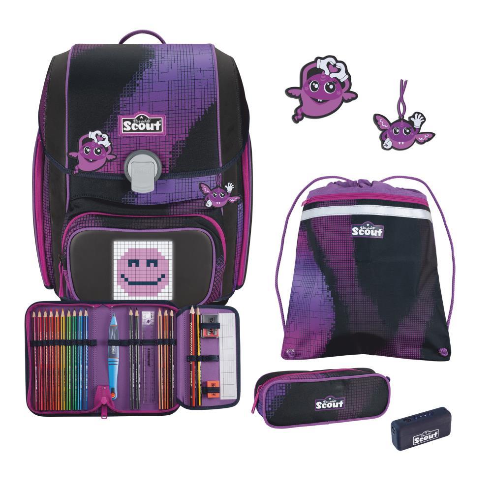 Scout Exklusiv Genius Movie Star Pink Pixel Schulranzen Set 5tlg.