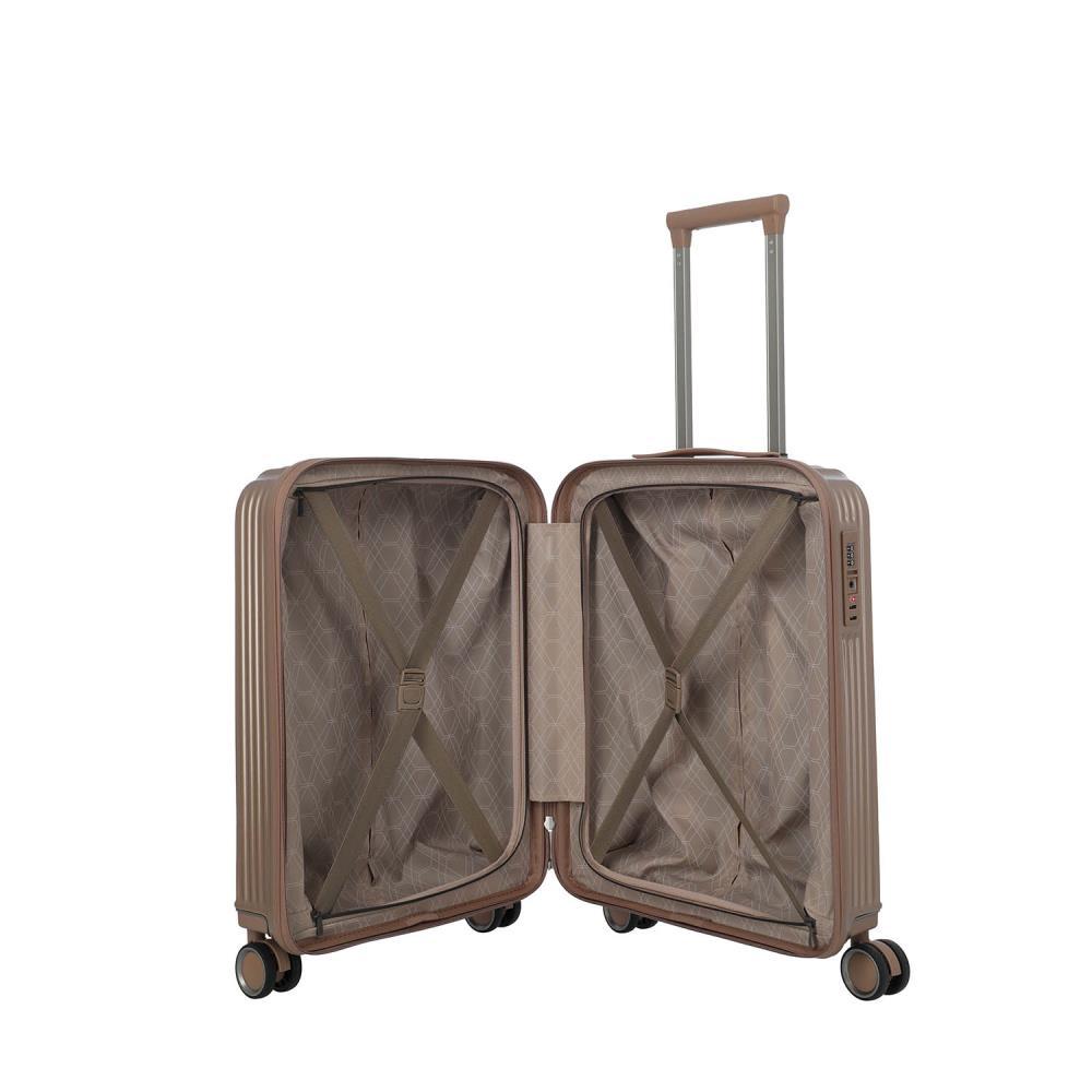Travelite Paros Cappuccino 4-Doppelrollen Trolley S 55 cm