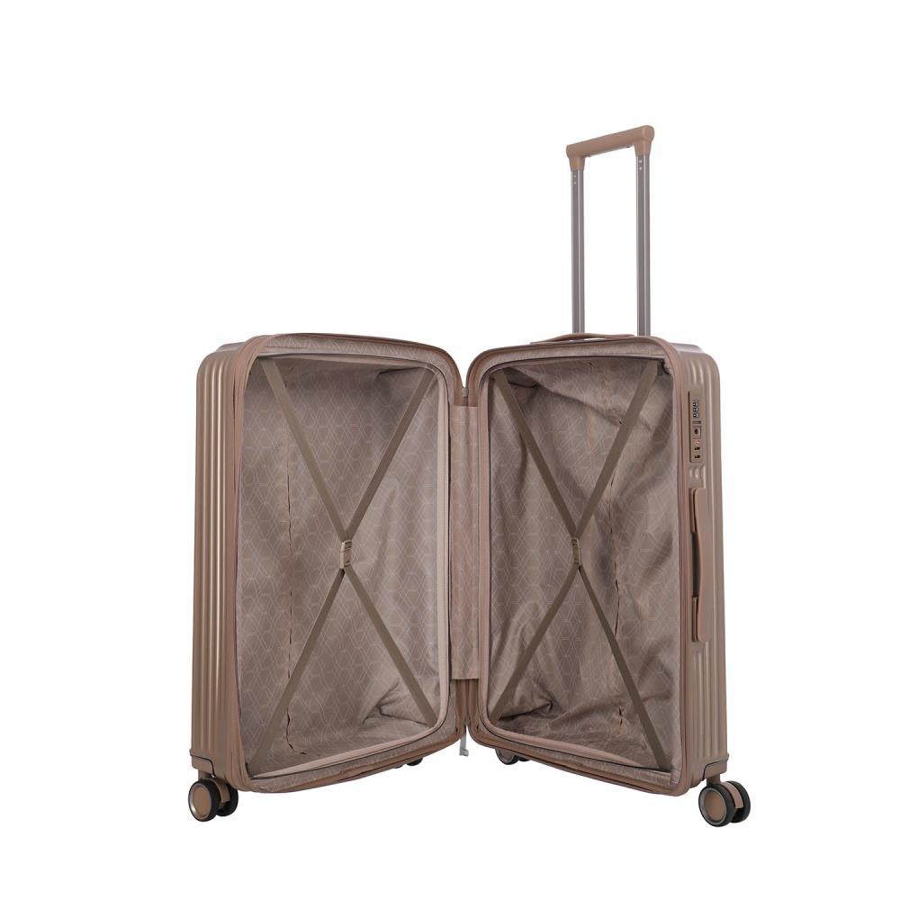 Travelite Paros Cappuccino 4-Doppelrollen Trolley M 65 cm