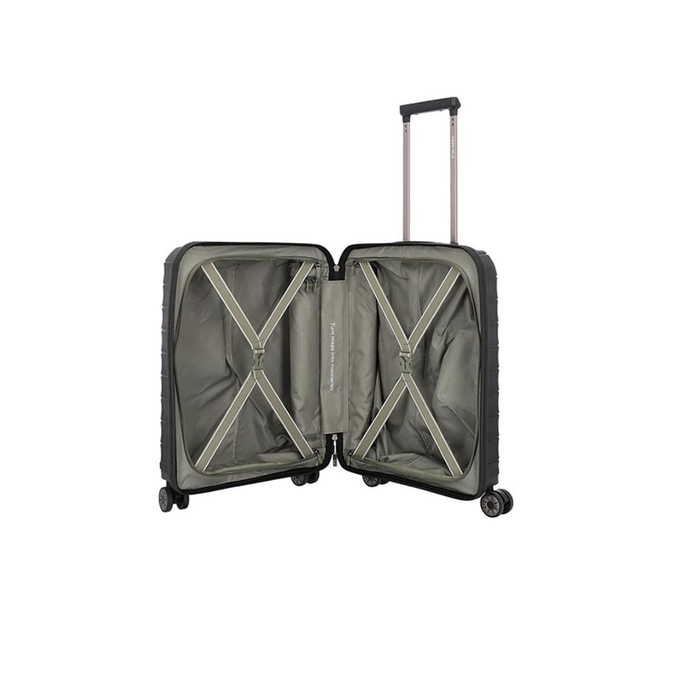 Travelite Mooby Schwarz 4-Doppelrollen Trolley S 55cm