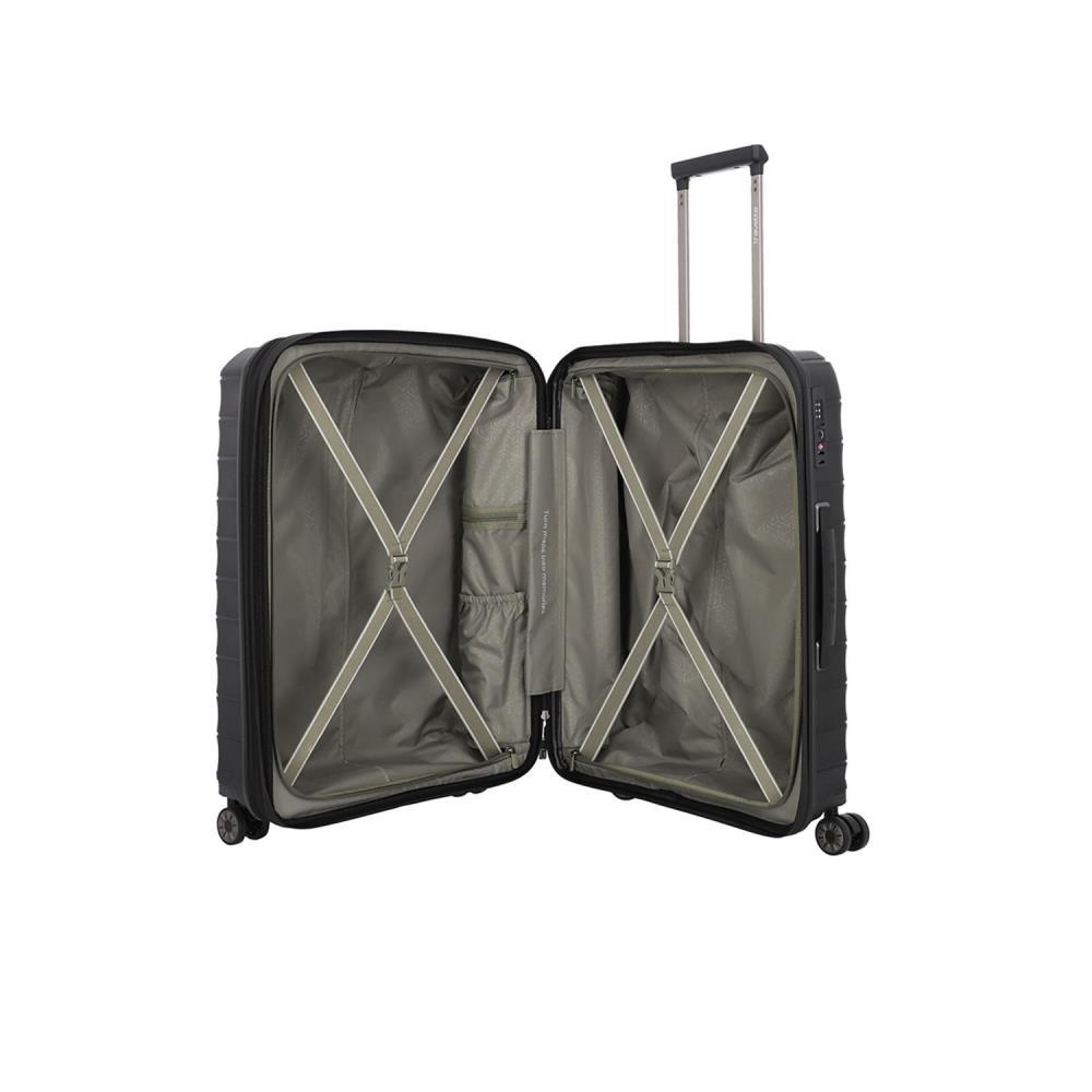 Travelite Mooby Schwarz 4-Doppelrollen Trolley M 66cm