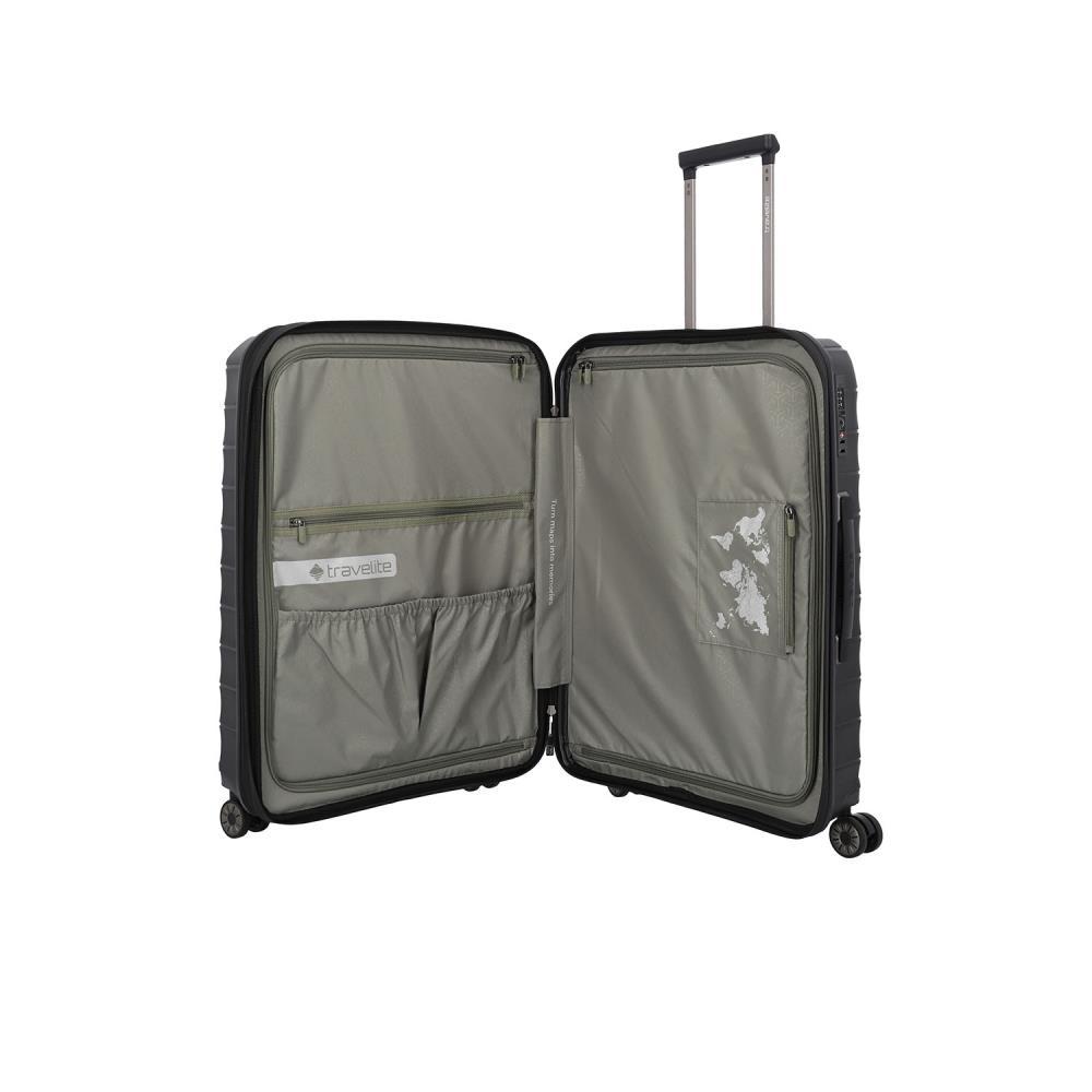 Travelite Mooby Schwarz 4-Doppelrollen Trolley M 66cm