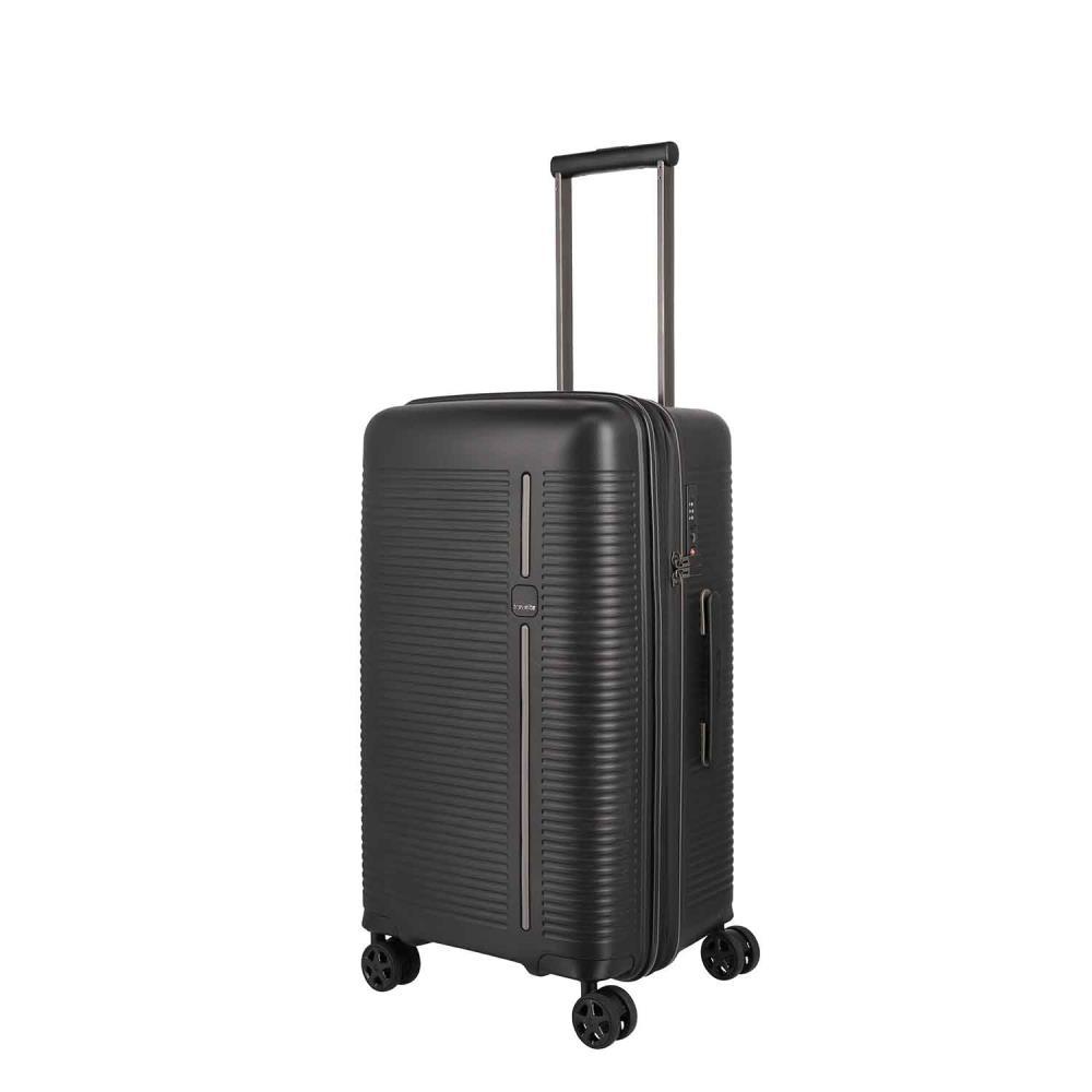 Travelite Roomer Trunk Schwarz 4-Doppelrollen Trolley M 66cm