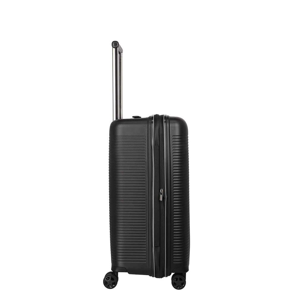 Travelite Roomer Trunk Schwarz 4-Doppelrollen Trolley M 66cm