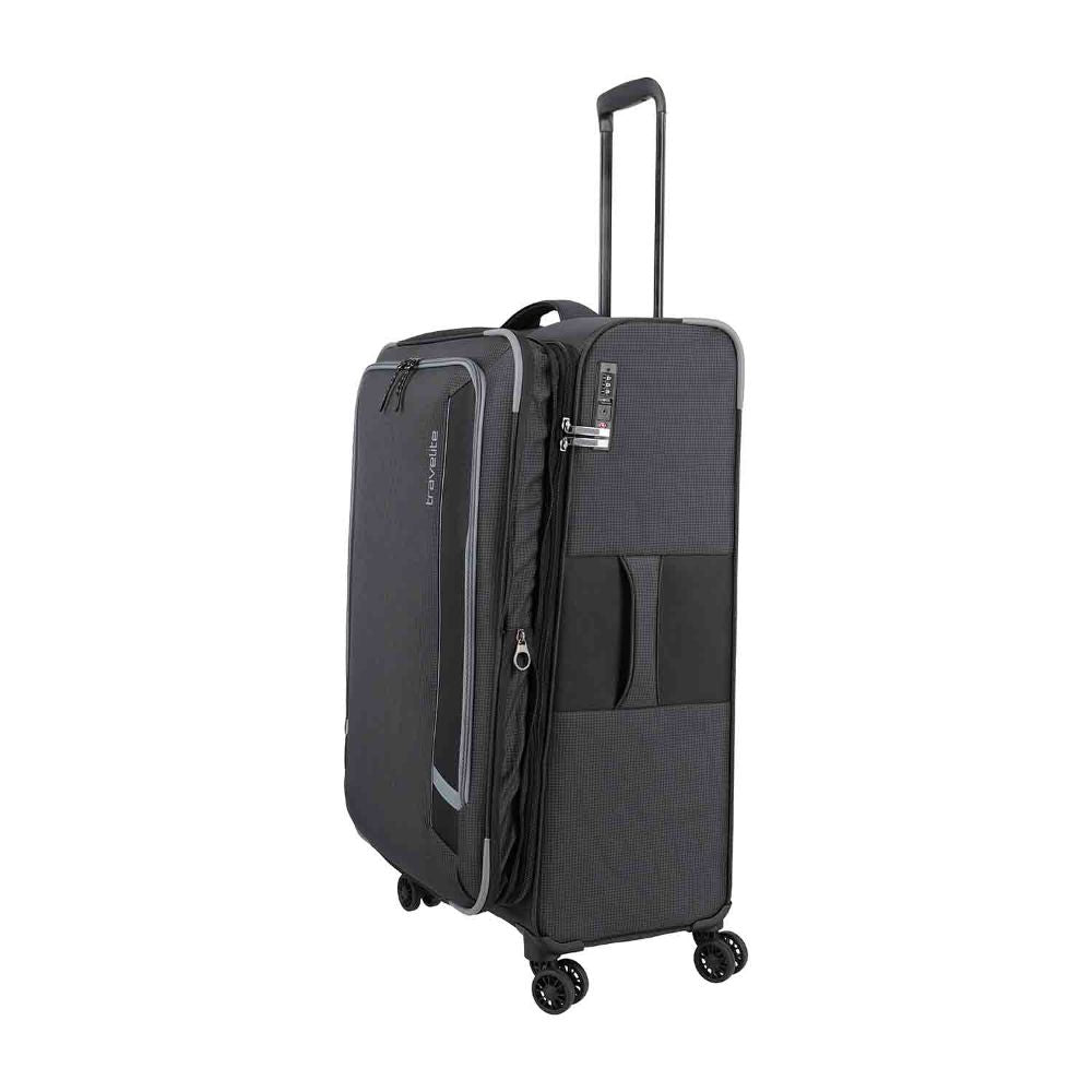 Travelite Corsiica Black 4 Doppelrollen Trolley L 77 cm