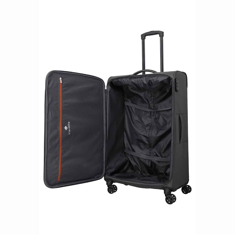 Travelite Priego Anthracite 4 Doppelrollen Trolley L 77 cm