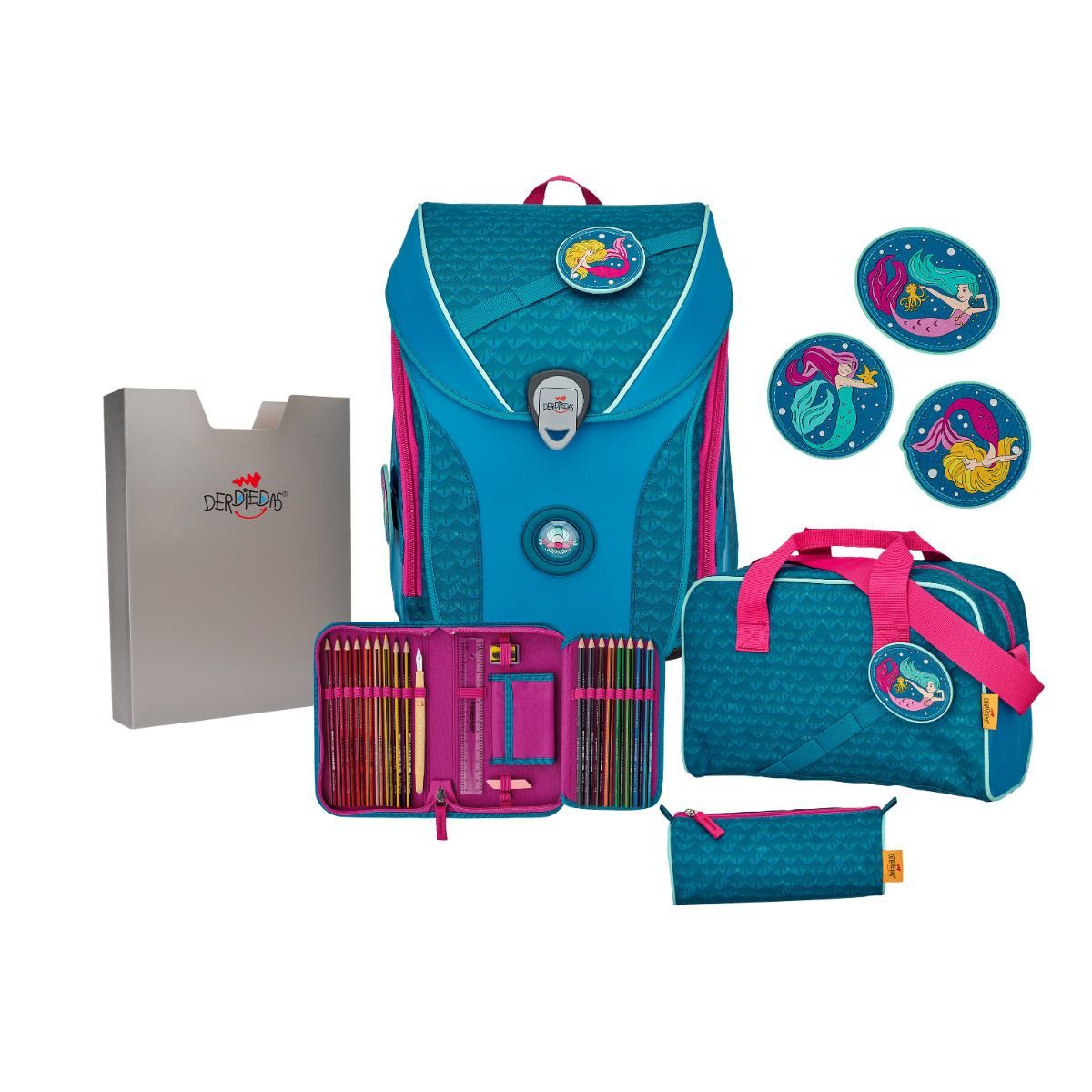 DerDieDas ErgoFlex MAX Exklusiv SUPERFLASH Meerjungfrau Schulranzen Set 5tlg.