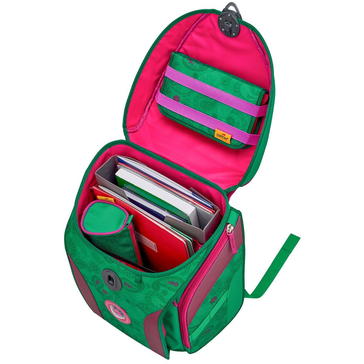 DerDieDas ErgoFlex MAX Exklusiv LED Paisley Green Schulranzen Set 5tlg.