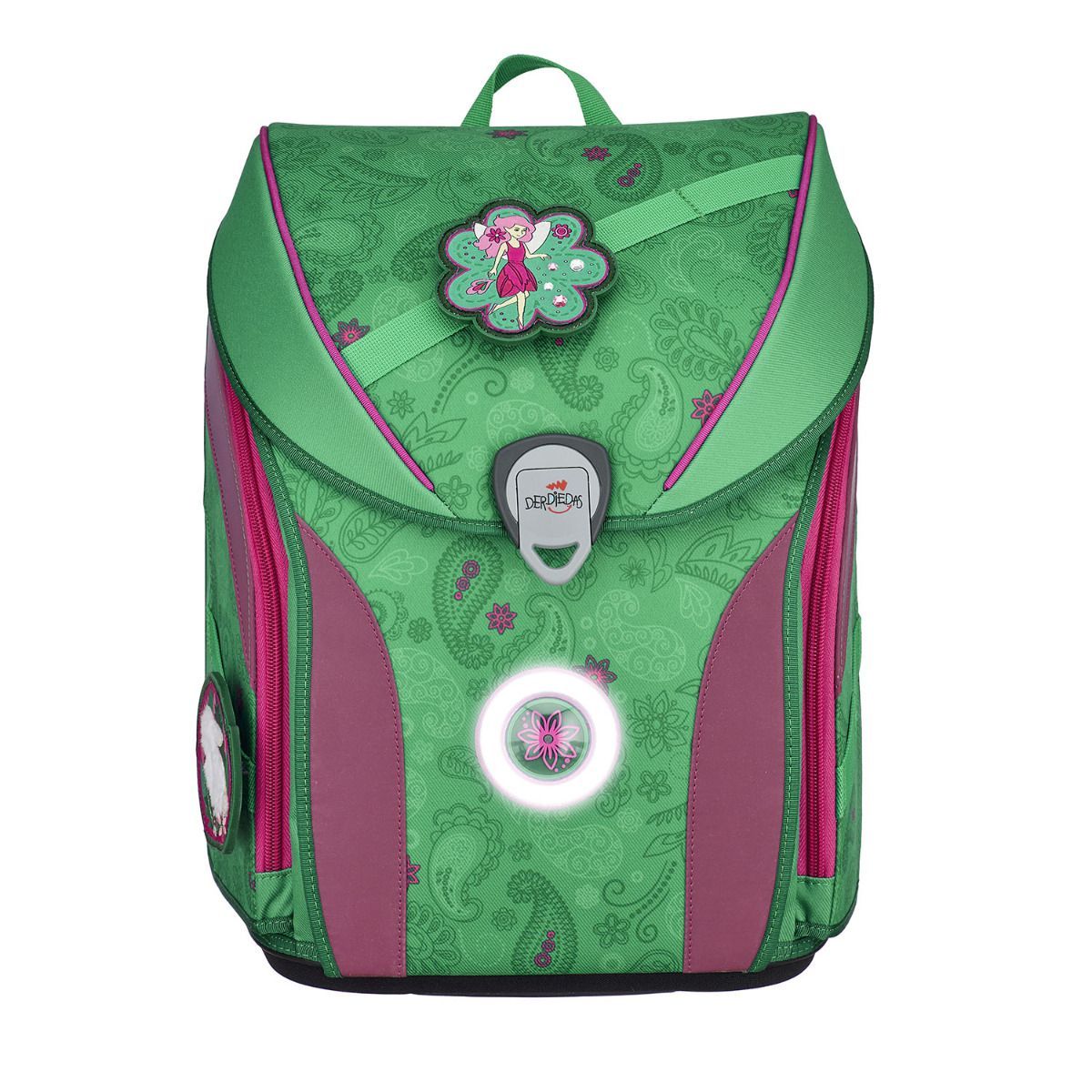 DerDieDas ErgoFlex MAX Exklusiv LED Paisley Green Schulranzen Set 5tlg.