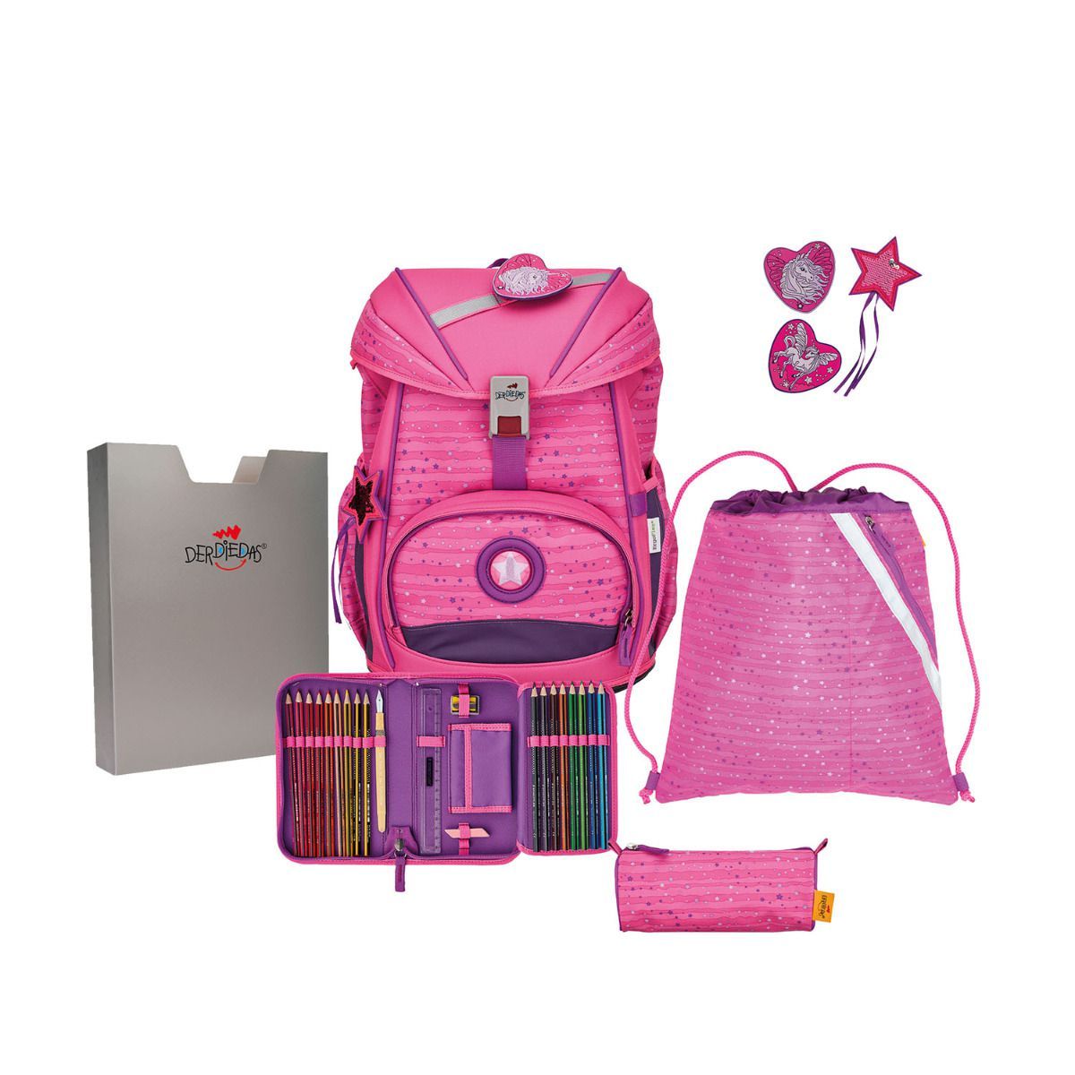 DerDieDas ErgoFlex Pretty Unicorn Schulrucksack Set 5tlg.