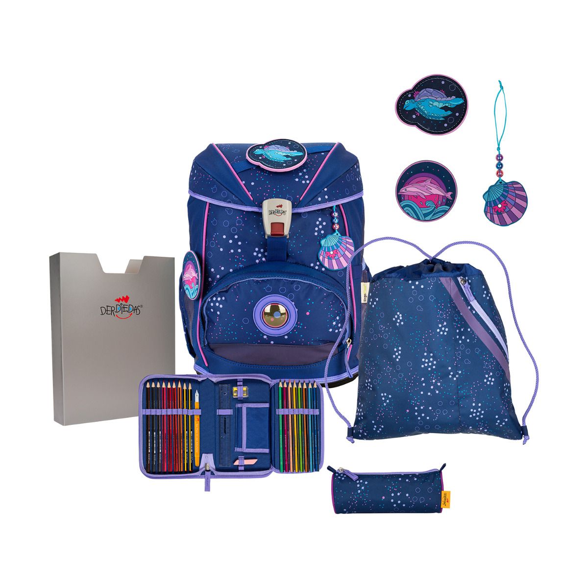 DerDieDas ErgoFlex Light Deep Ocean Schulrucksack Set 5tlg.