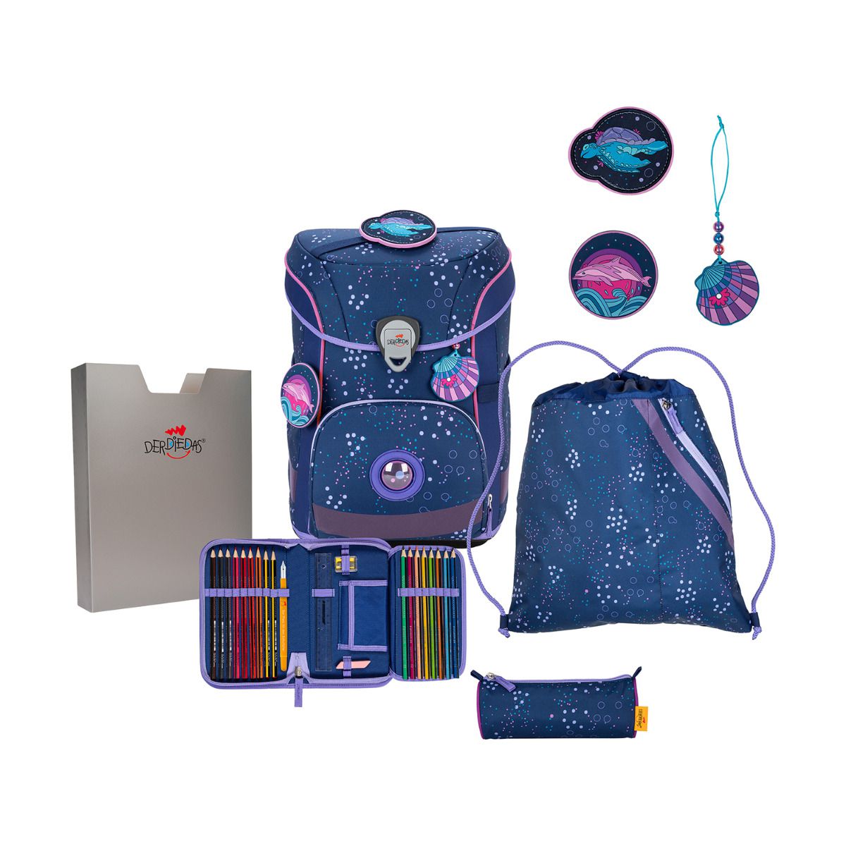 DerDieDas ErgoFlex Easy Deep Ocean Schulranzen Set 5tlg.