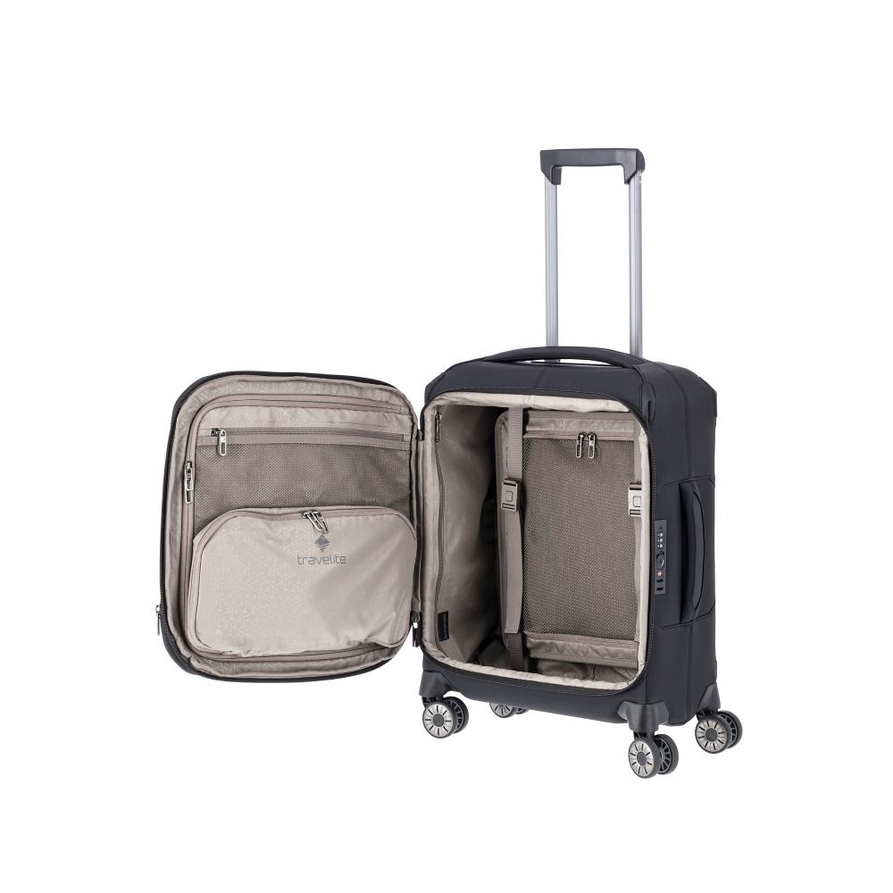 Travelite Priima Schwarz 4-Rollen Trolley S 55 cm