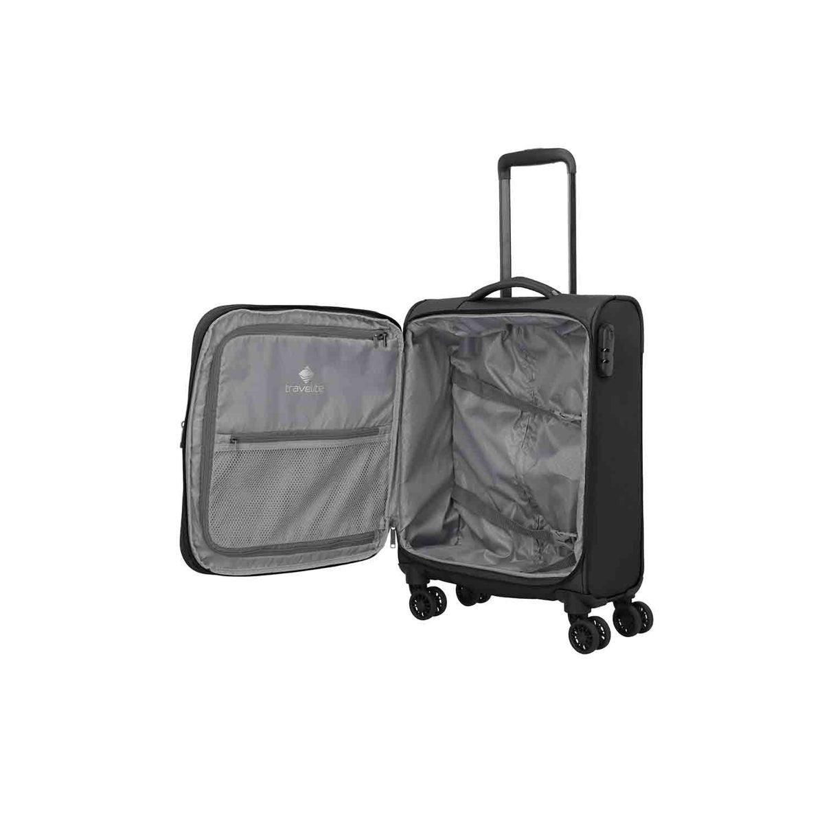Travelite Umbria Black 4 Doppelrollen Trolley S 55 cm