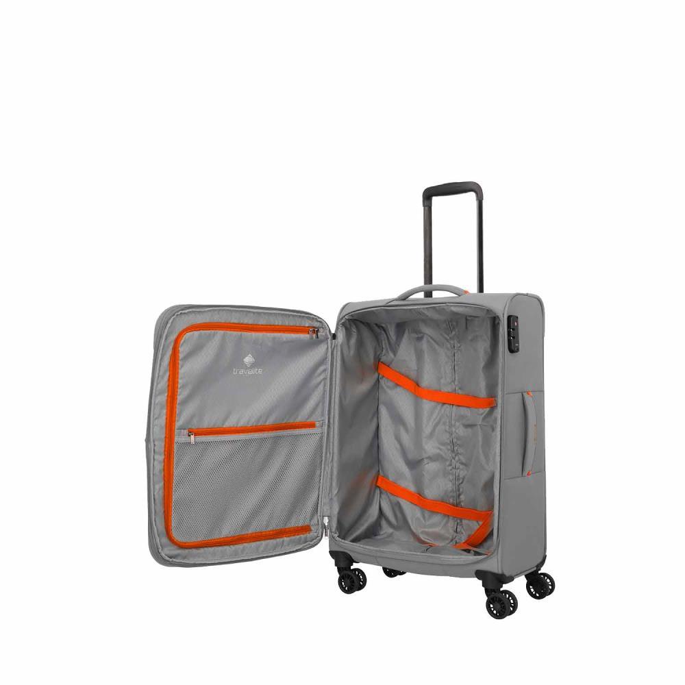 Travelite Umbria Smoky Grey 4 Doppelrollen Trolley M 67 cm