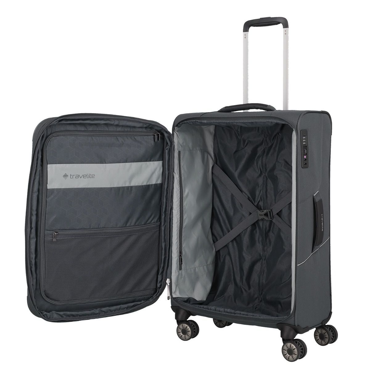 Travelite Skaii Gipfelgrau 4-Rollen Trolley M 67cm