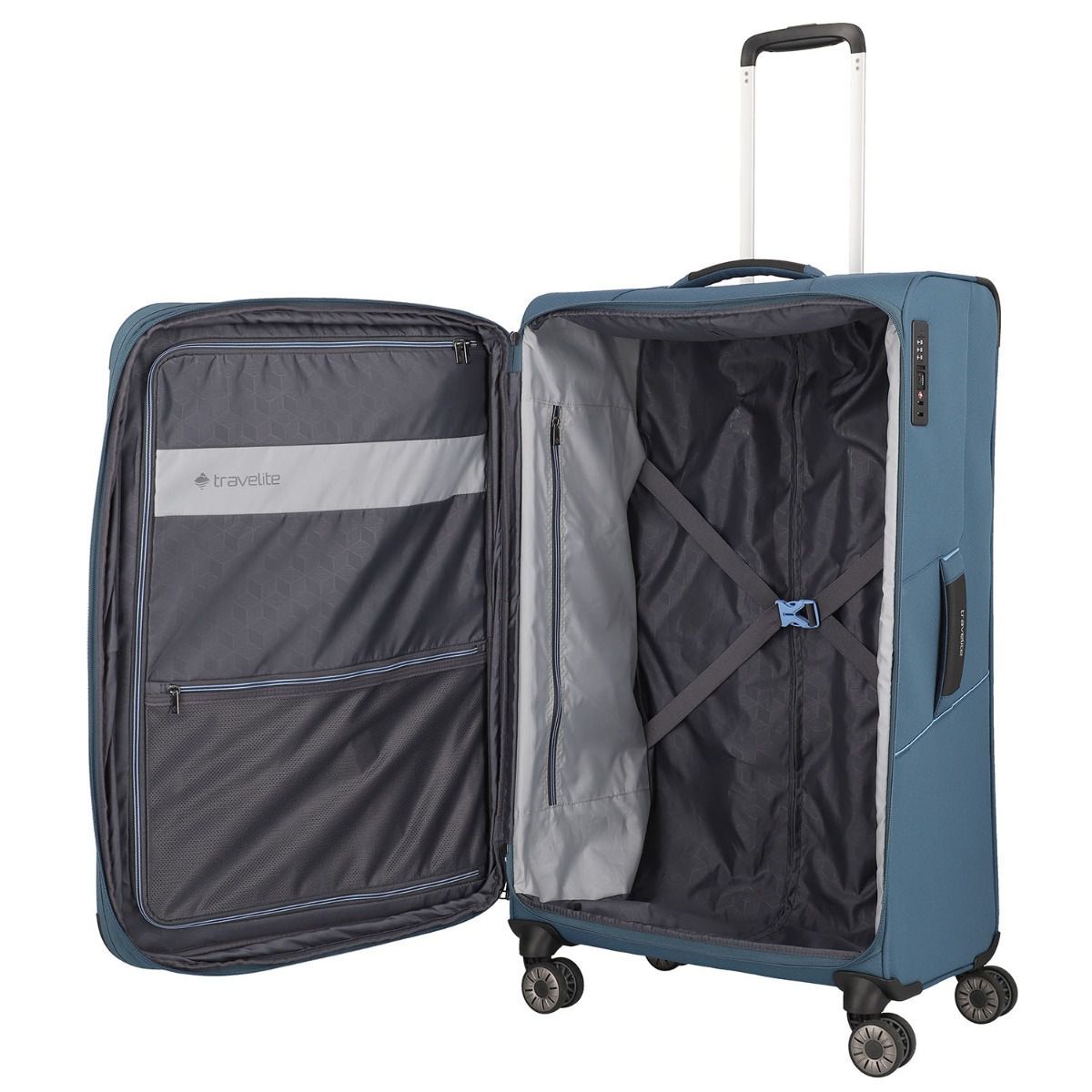 Travelite Skaii Panoramablau 4-Rollen Trolley L 78cm