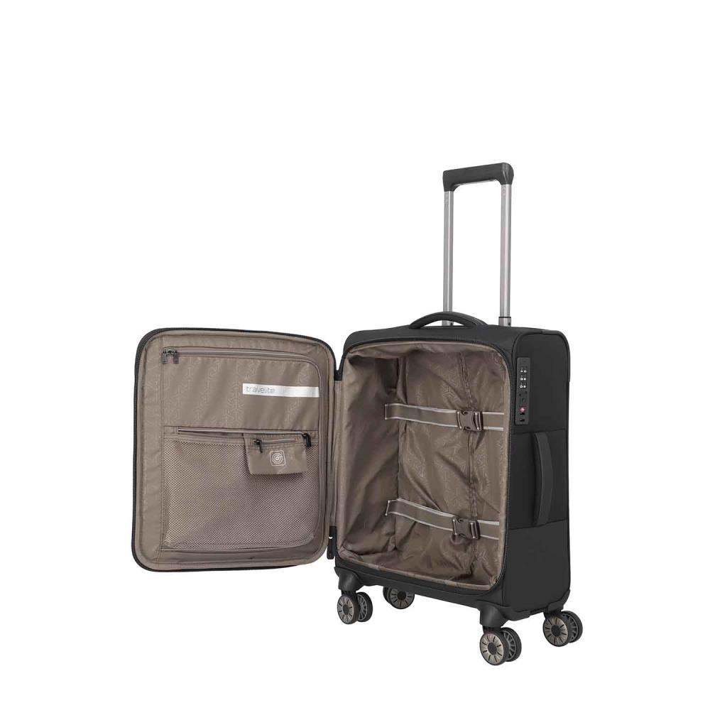 Travelite Crosslite Schwarz 4-Doppelrollen Trolley S 55 cm