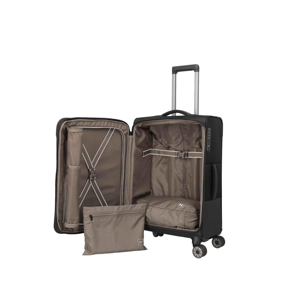 Travelite Crosslite Schwarz 4-Doppelrollen Trolley M 66 cm