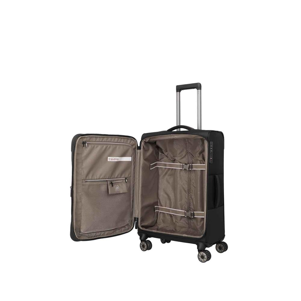 Travelite Crosslite Schwarz 4-Doppelrollen Trolley M 66 cm
