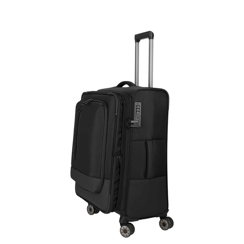 Travelite Crosslite Schwarz 4-Doppelrollen Trolley M 66 cm