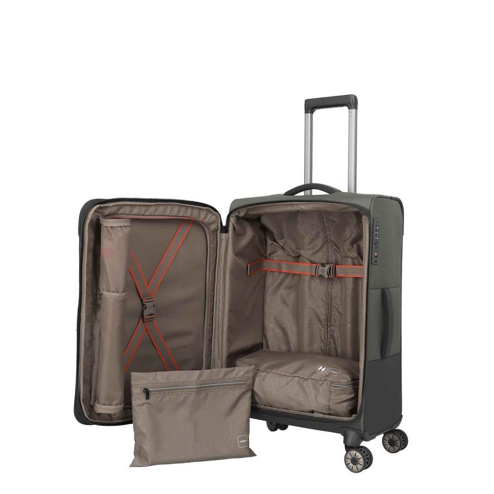 Travelite Crosslite Oliv 4-Doppelrollen Trolley M 66 cm