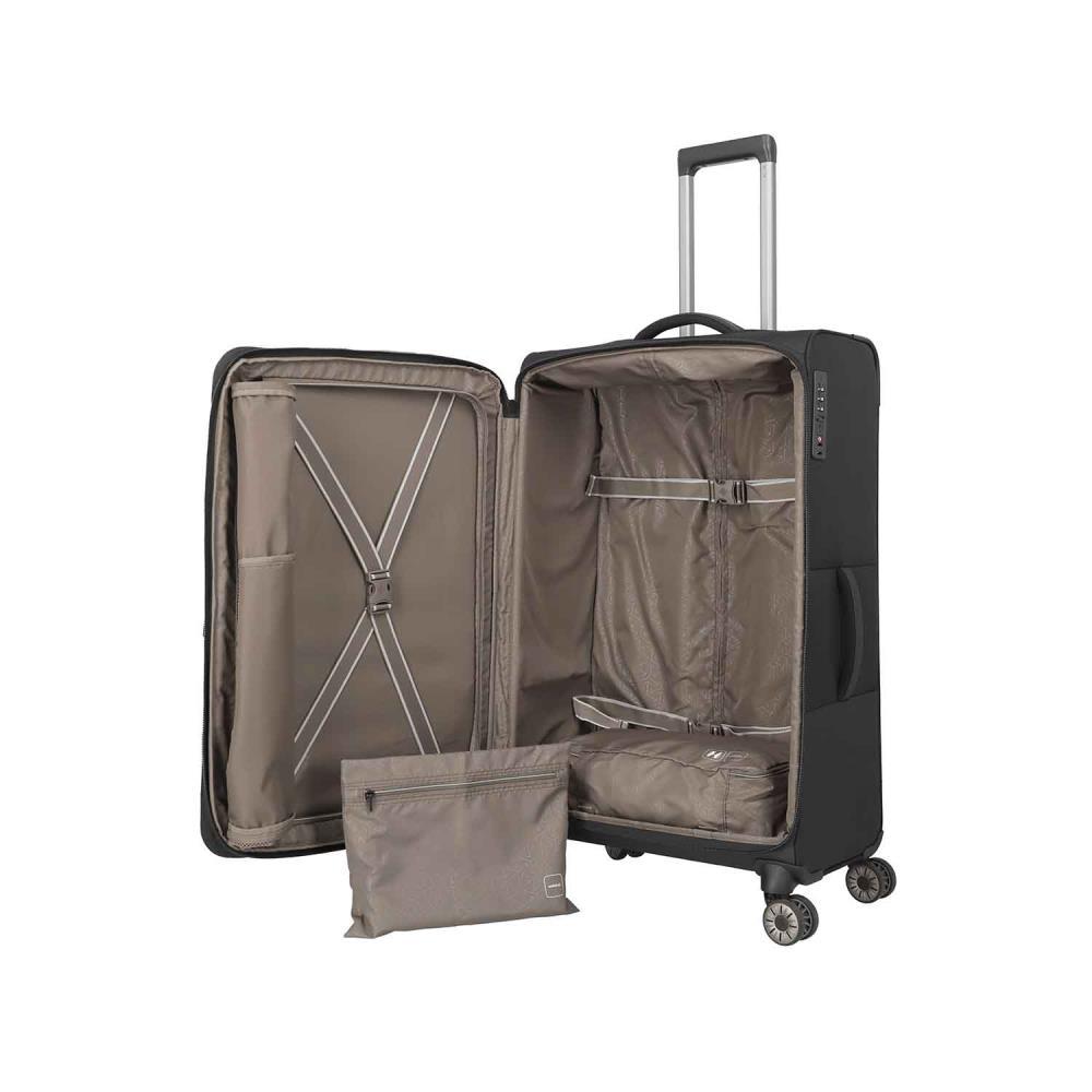 Travelite Crosslite Schwarz 4-Doppelrollen Trolley L 77 cm