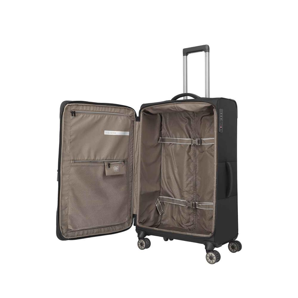 Travelite Crosslite Schwarz 4-Doppelrollen Trolley L 77 cm