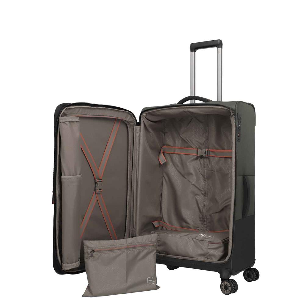 Travelite Crosslite Oliv 4-Doppelrollen Trolley L 77 cm