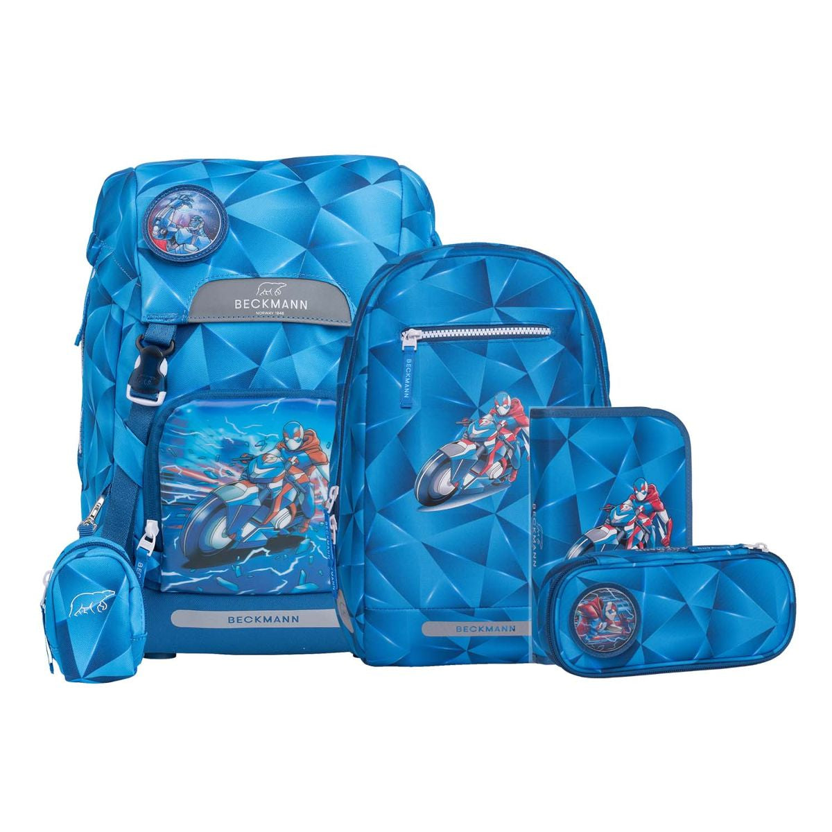 Beckmann Classic Blue Lightning Schulrucksack Set 6tlg.