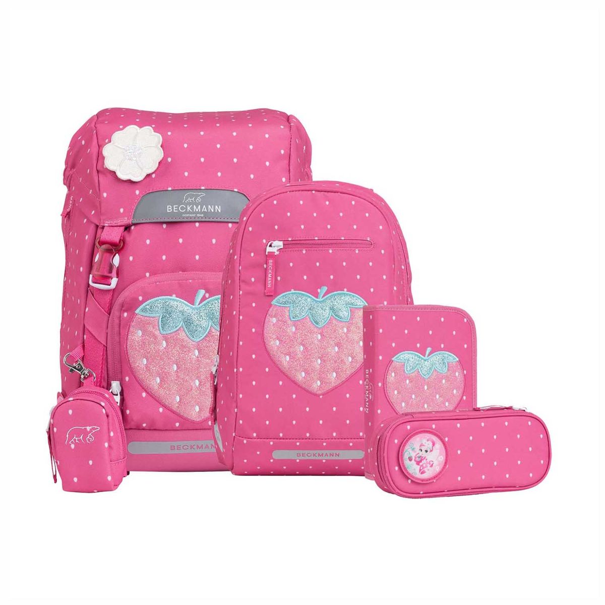 Beckmann Classic Strawberry Schulrucksack Set 6tlg.