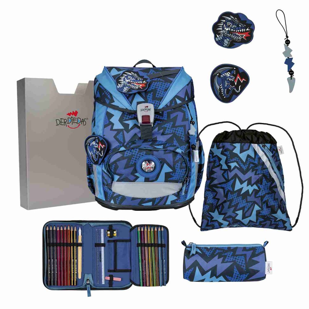 DerDieDas ErgoFlex Light Dark Dragon Schulrucksack Set 5tlg.