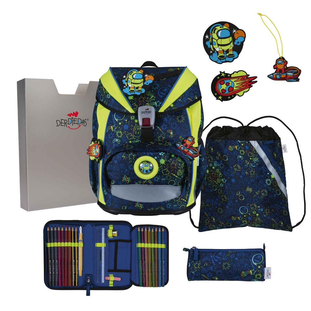 DerDieDas ErgoFlex Light Neon Crazy Schulrucksack Set 5tlg.