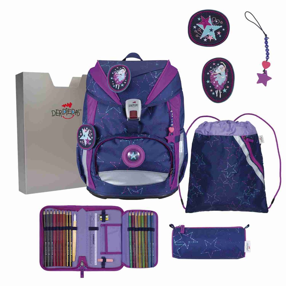 DerDieDas ErgoFlex Light LED Exklusiv Dancing Star Schulrucksack Set 5tlg.