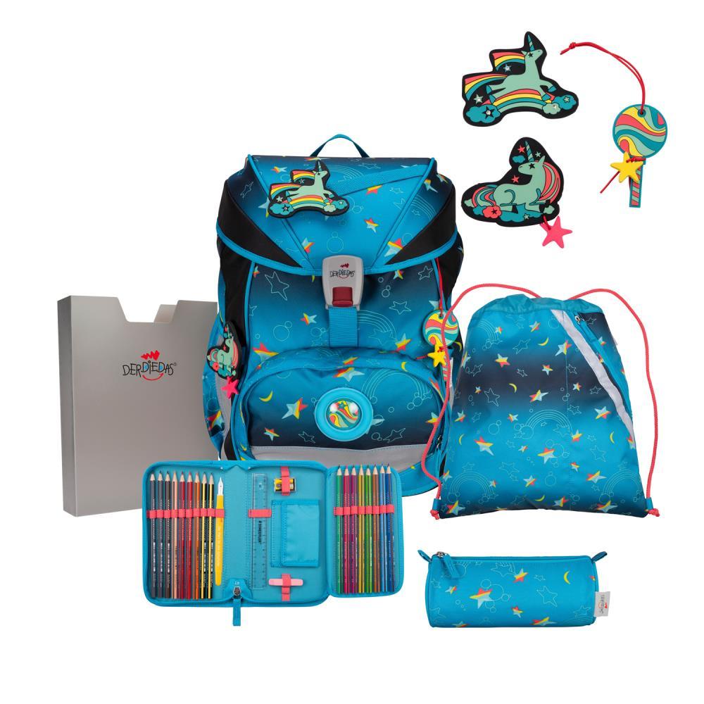 DerDieDas ErgoFlex LED Rainbow Star Limited Edition Schulrucksack Set 5tlg.
