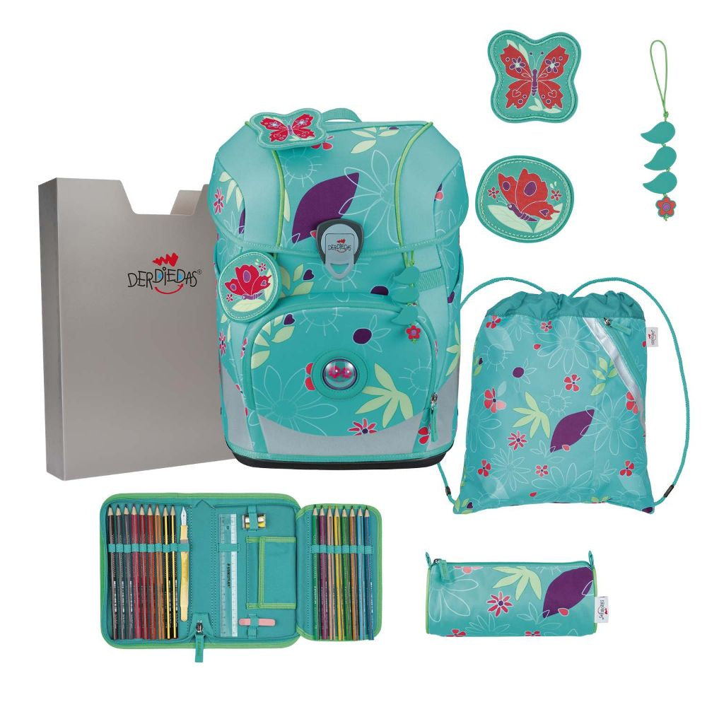 DerDieDas ErgoFlex Tiny Butterfly Garden Schulranzen Set 5tlg.