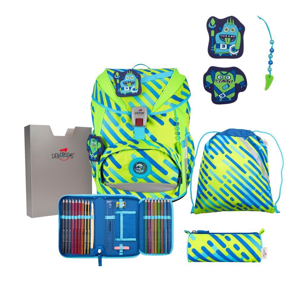 DerDieDas ErgoFlex Neon Monster Limited Edition Schulrucksack Set 5tlg.