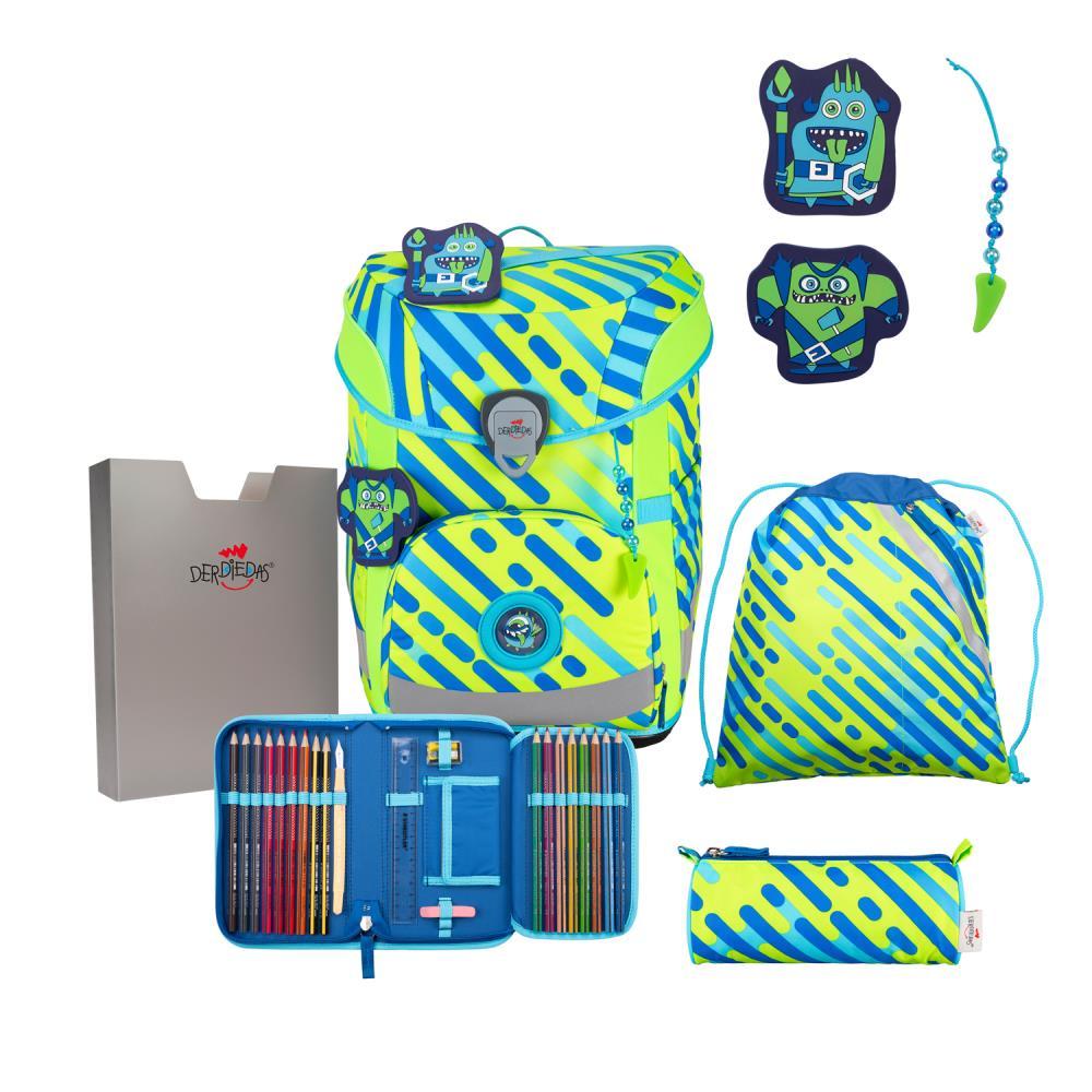 DerDieDas ErgoFlex Easy Neon Monster Limited Edition Schulranzen Set 5tlg.
