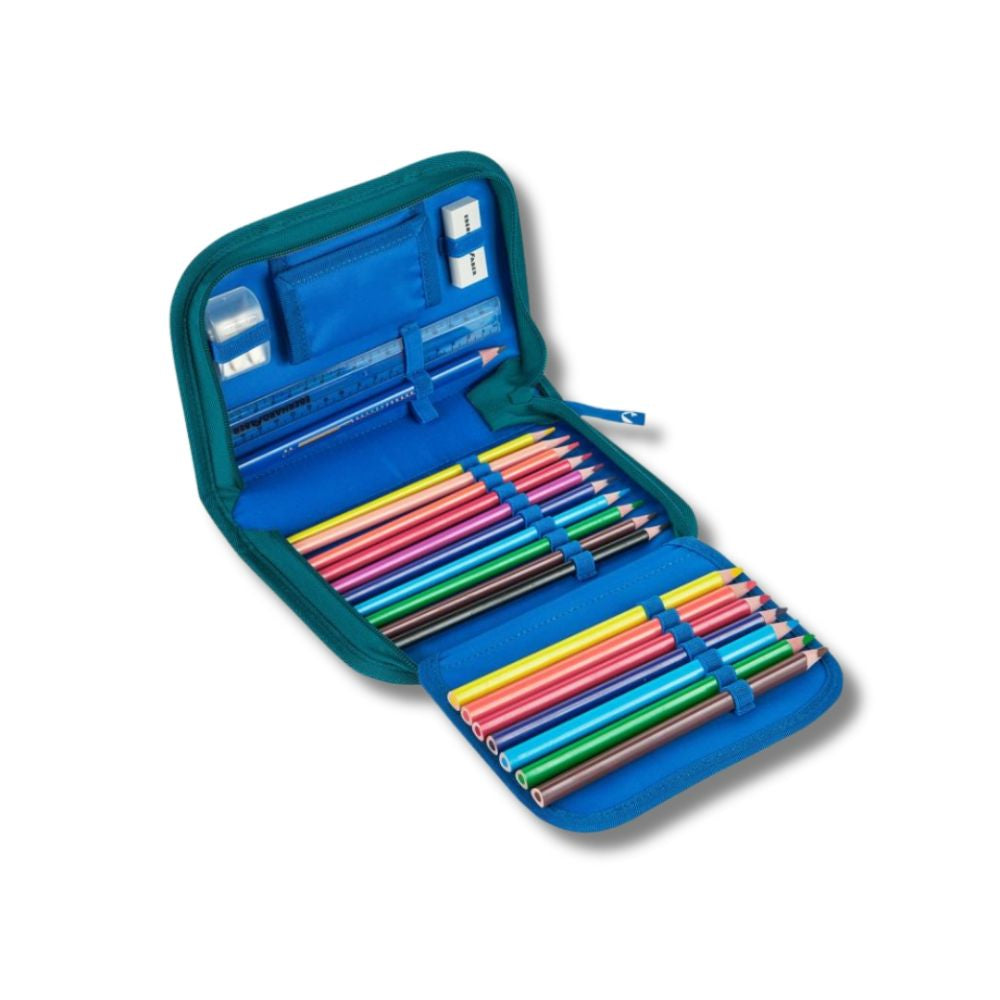 Finkid Buddy Classic Trellis Deep Teal Schulranzen Set 4tlg.