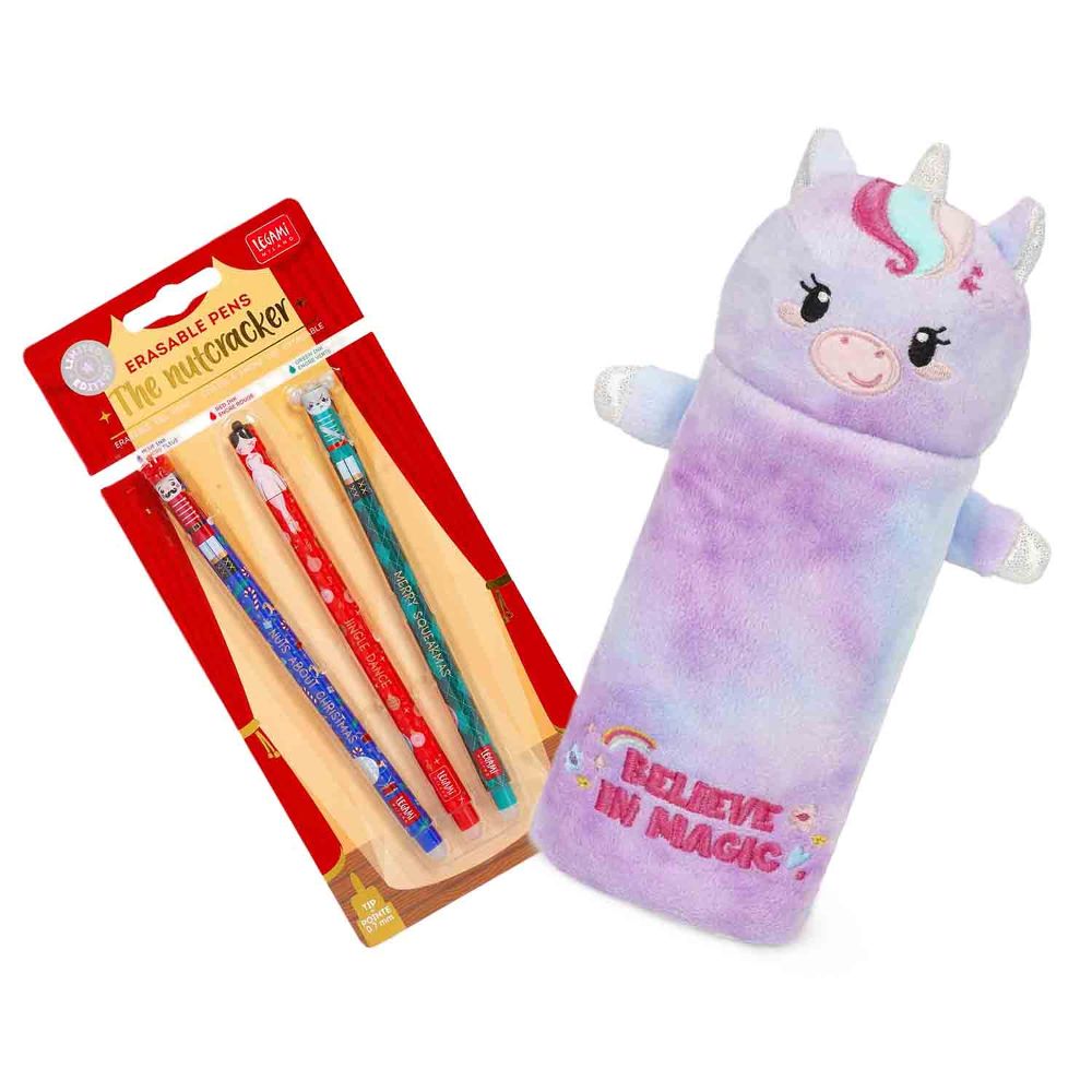 Legami Stifte Etui Plüsch Einhorn Weihnachtsedition Set 2tlg.